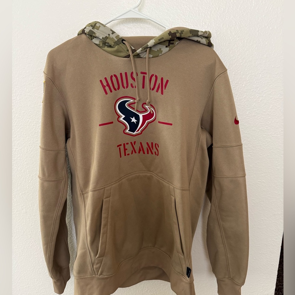 Houston Texans Hoodie Men MediumTan Salute to Service NFL On Field Nike Dri Fit